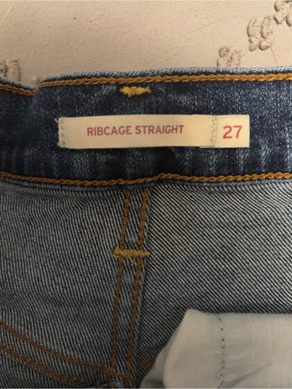 Levi's Blue High Rise Ribcage Straight Full Length Jeans - Picture 3 of 5
